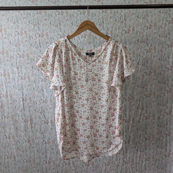 Premise White Floral Blouse Size Medium - Picture 1 of 3